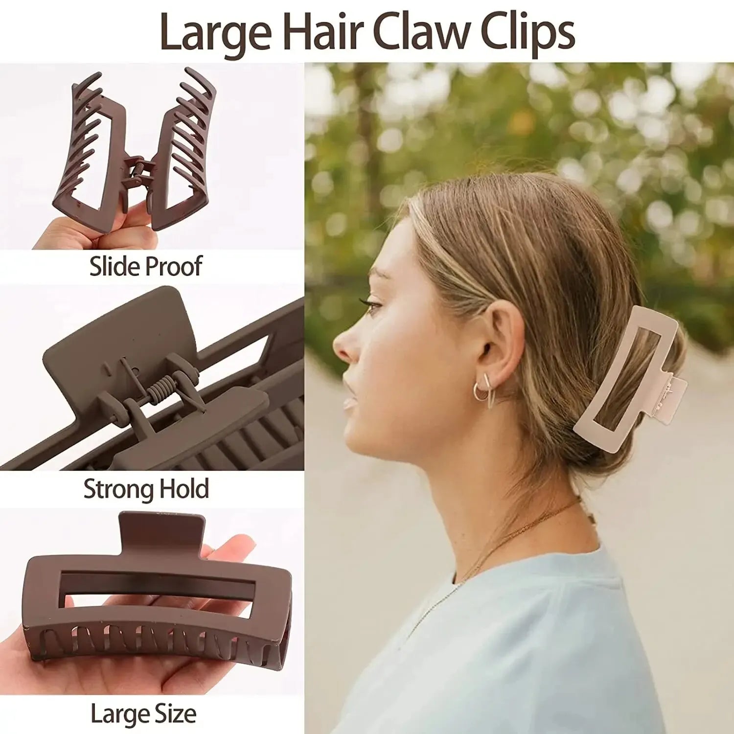 4PCS Women Girls Hair Claws Clips Black Cofee Large Claw Clips Ponytail Hairpin Crab Barrette Fashion Hair Accessories Gifts